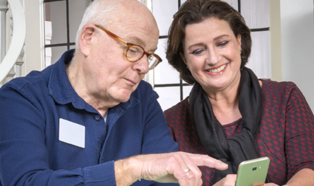 Senior using computer
