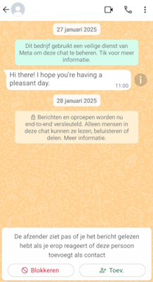 Onbekend nummer in WhatsApp (Android)