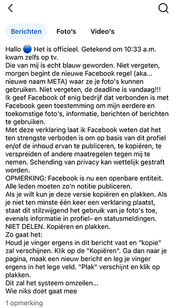 Nepbericht op Facebook