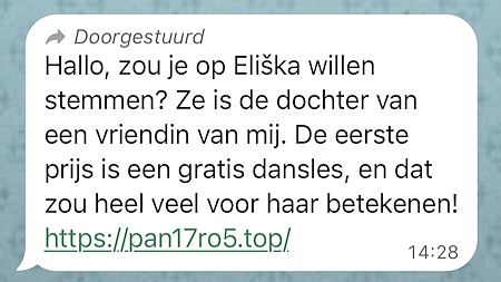 Whatsapp-nepbericht over danseres Whatsapp-nepbericht over danseres