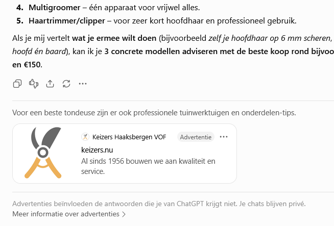 Voorbeeld reclame ChatGPT Voorbeeld reclame ChatGPT