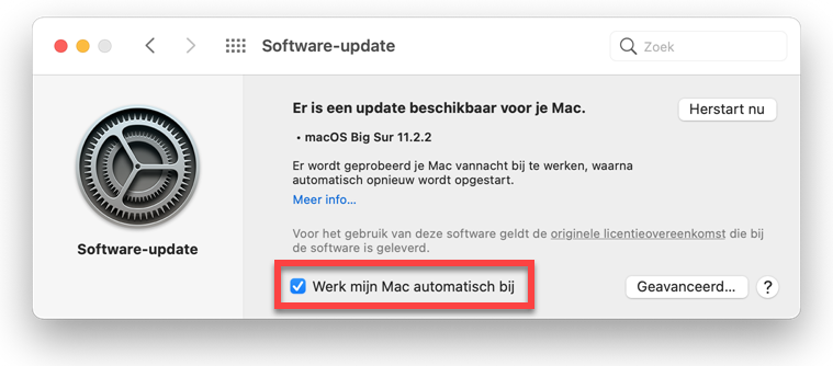Automatisch updates installeren op een Mac