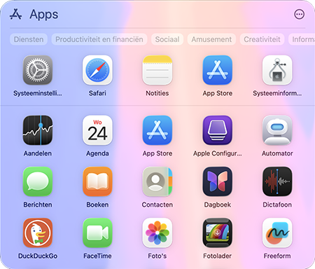 Overzicht van alle apps op Mac