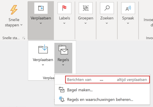 Outlook automatically move emails