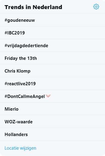 Trending topic on Twitter