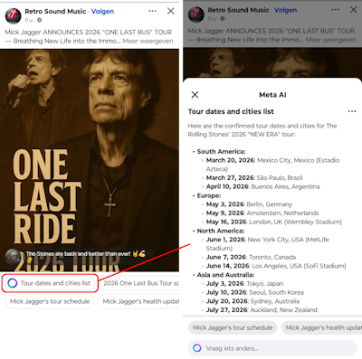 Meta AI onder onzinbericht Facebook