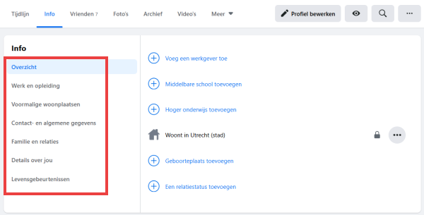 facebook profile info