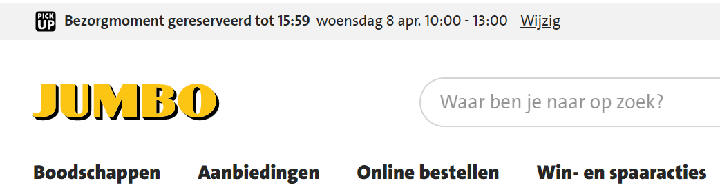 Order at Jumbo, reservation delivery moment