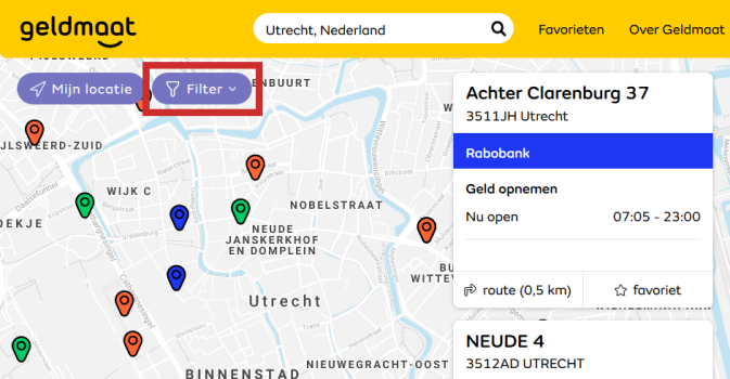dichtstbijzijnde pinautomaat vinden seniorweb