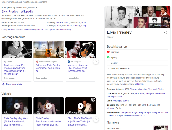 example search results elvis