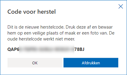 Herstelcode van Microsoft-account