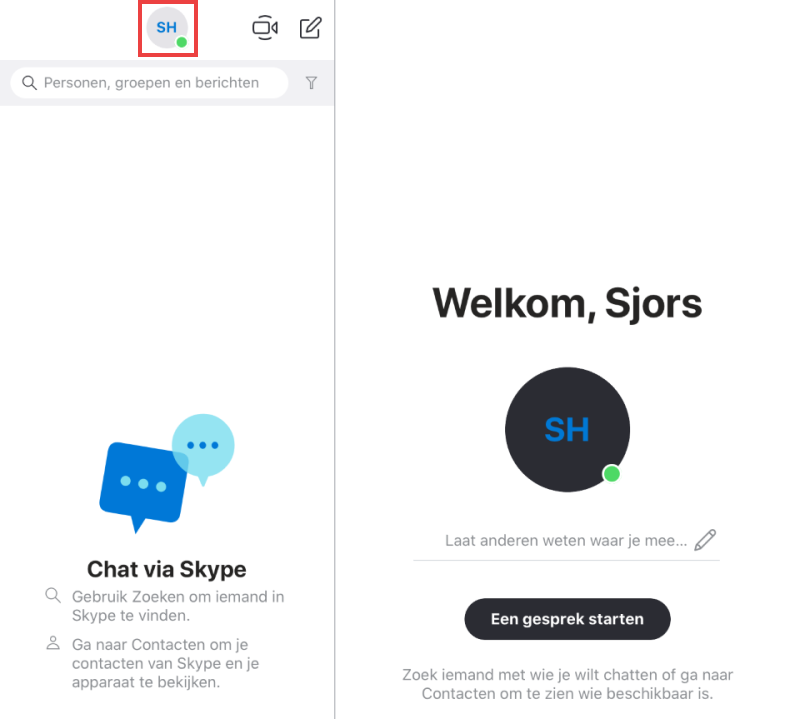 Edit Skype profile