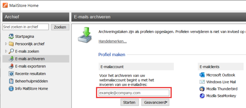 add mailstore profile