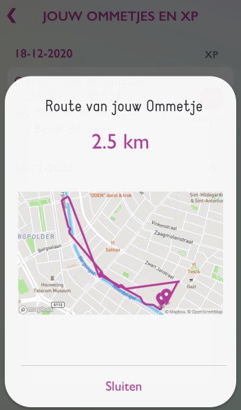 Walked route in Ommetje