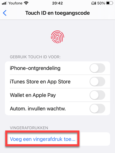 Touch ID op een iPhone