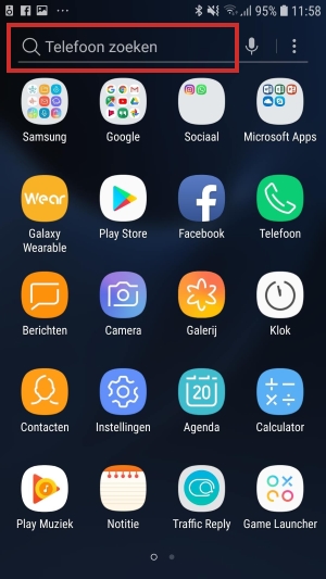 Zoekbalk om app te zoeken op Android-apparaat