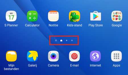 Startschermen Samsung Galaxy Tab A