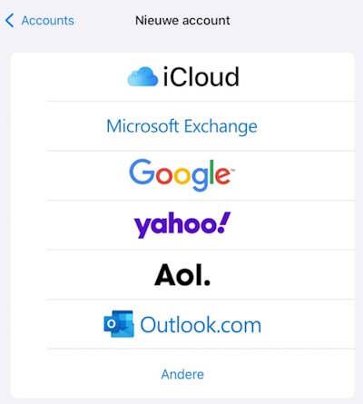 Mailaccounts iPad