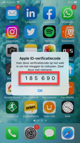 Verificatiecode op iPhone