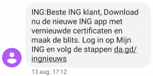 Voorbeeld sms-phishing