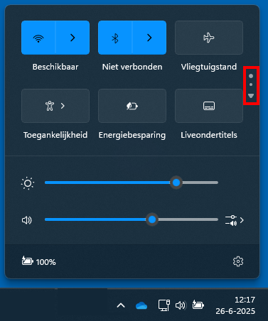 Alle snelle instellingen