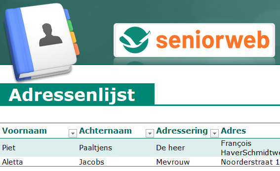 SeniorWeb-adressenlijst voor nabestaanden