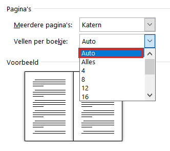 set signatures booklet in word